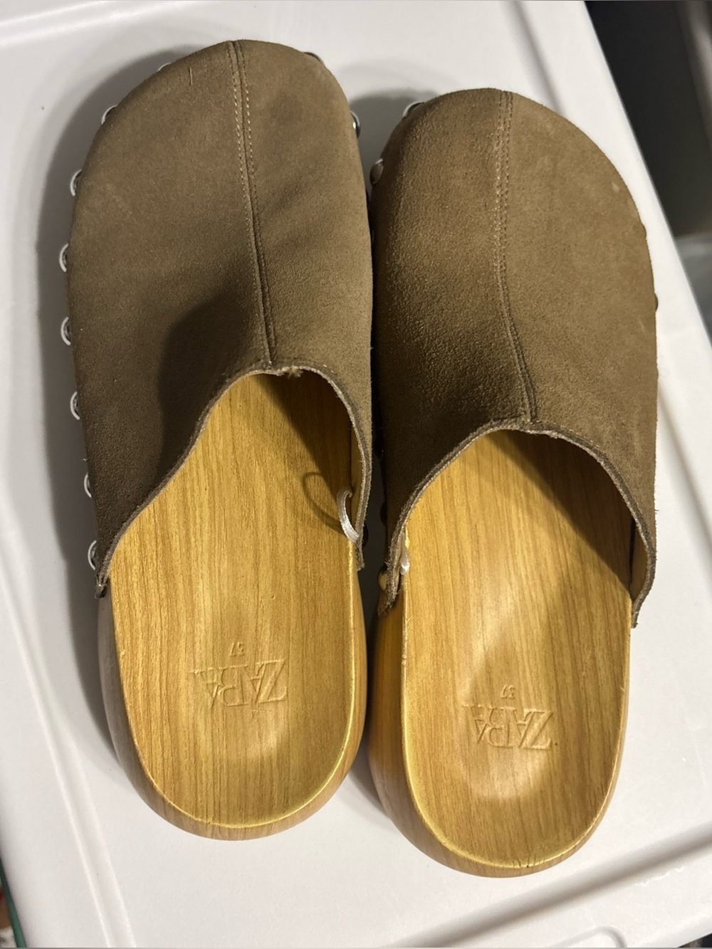Zara Men Brown Suede Slide Clogs